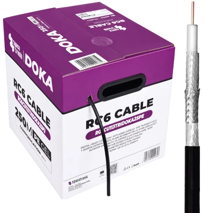 Kabelis RG6 Spacetronik DOKA 4K CU PE Trishield 1mb