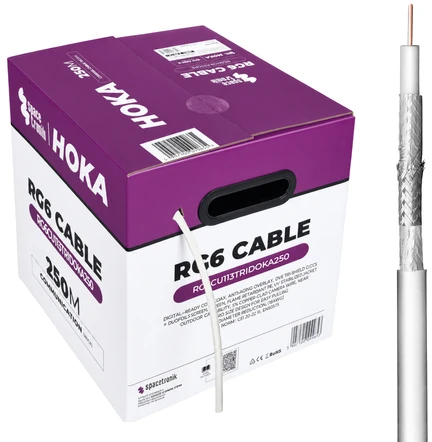 Kabelis RG6 Spacetronik DOKA 4K CU Trishield 250m