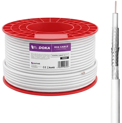 Kabelis RG6 Spacetronik DOKA 4K CU Trishield 100m