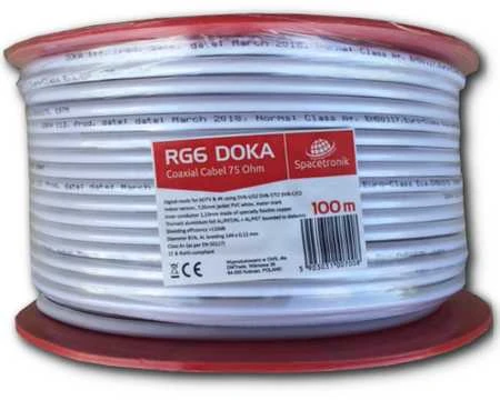 Kabelis RG6 Spacetronik DOKA 4K CU Trishield 100m