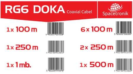 Kabelis RG6 Spacetronik DOKA 4K CU Trishield 100m