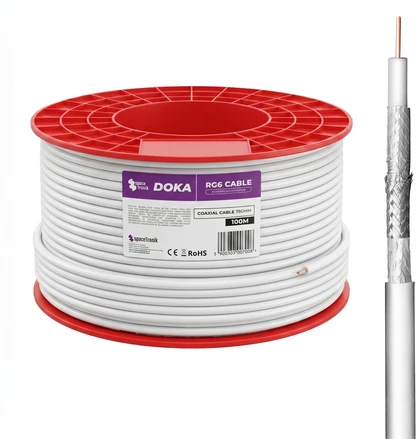 Kabelis RG6 Spacetronik DOKA 4K CU Trishield 100m