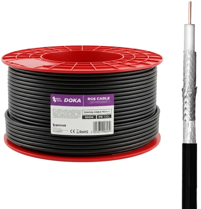 Spacetronik RG6 Kabelis Spacetronic DOKA 4K CU PE Trishield 100m