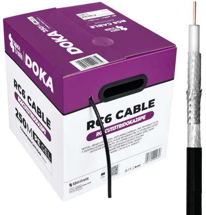 Viela Spacetronik RG6 Antenos kabelis Spacetronik DOKA PE 4K Trishield 250
