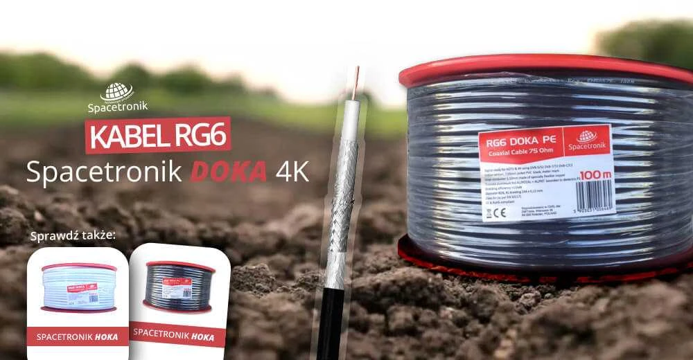 Viela Spacetronik RG6 Antenos kabelis Spacetronik DOKA PE 4K Trishield 250