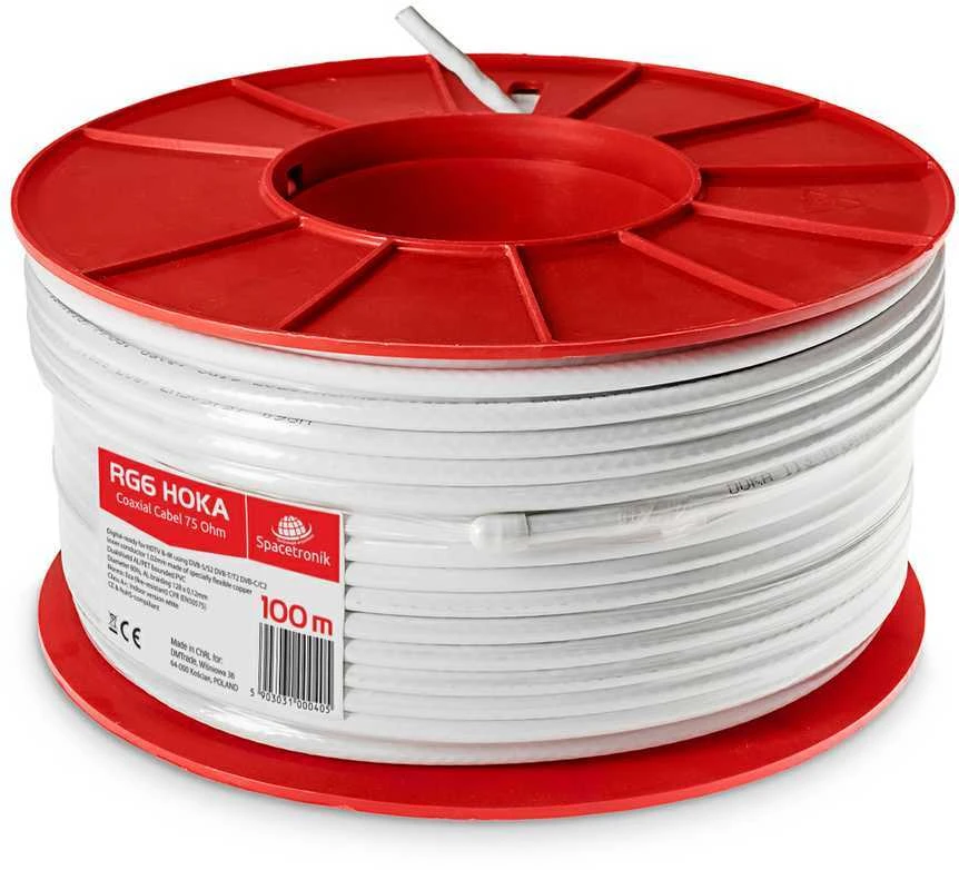 Kabelis RG6 Spacetronik HOKA 102 CU Dualshield 100m