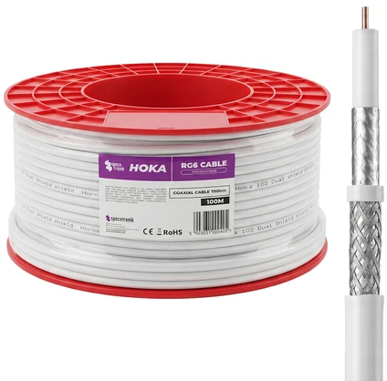Kabelis RG6 Spacetronik HOKA 102 CU Dualshield 100m