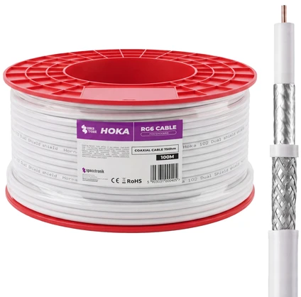 Kabelis RG6 Spacetronik HOKA 102 CU Dualshield 100m