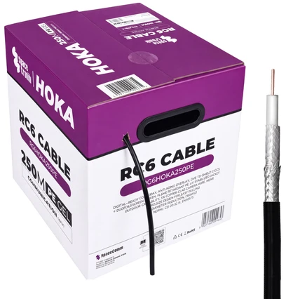 Kabelis RG6 Spacetronik HOKA PE 102 CU Dualsh. 250m