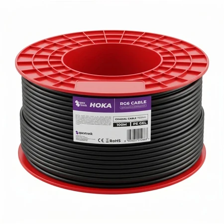 Kabelis RG6 Spacetronik HOKA PE 102 CU Dualsh. 100 m
