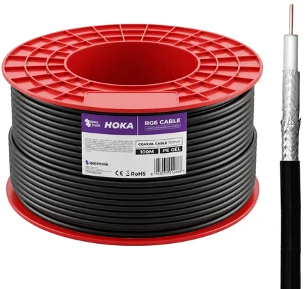 Kabelis RG6 Spacetronik HOKA PE 102 CU Dualsh. 100 m