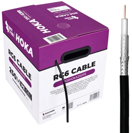 Kabelis RG6 Spacetronik HOKA PE 102 CU Dualsh. 250m