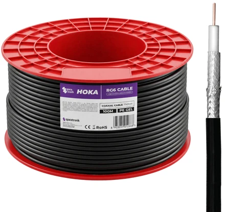 Kabelis RG6 Spacetronik HOKA PE 102 CU Dualsh. 100 m
