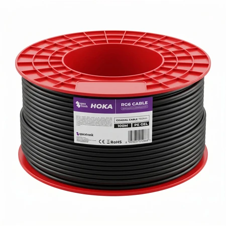 Kabelis RG6 Spacetronik HOKA PE 102 CU Dualsh. 100 m
