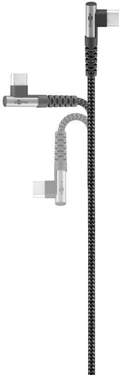 Goobay 64660, 2 m, USB C, USB C, USB 2.0, Juoda, Pilka