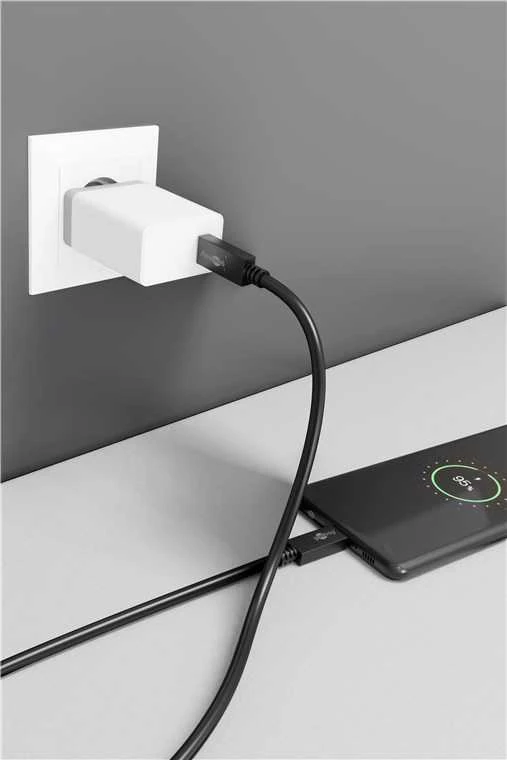 Kabelis USB Goobay USB-C - USB-C 1 m Juodas (49254)