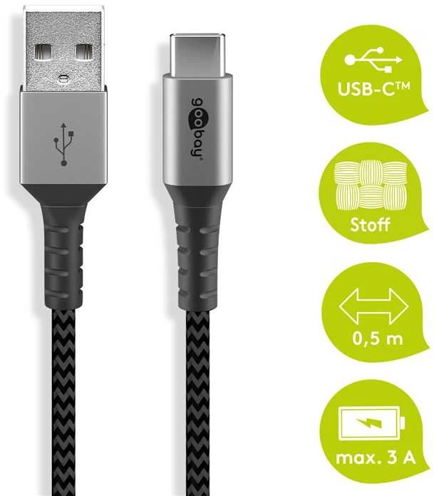 Goobay | Sinchronizavimo ir įkrovimo laidas | 49297 | USB-C į USB 2.0 (A tipas)
