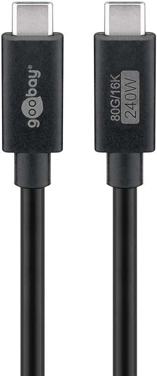 Goobay USB C – USB4 2.0 PD laidas – juodas – 1.2 m