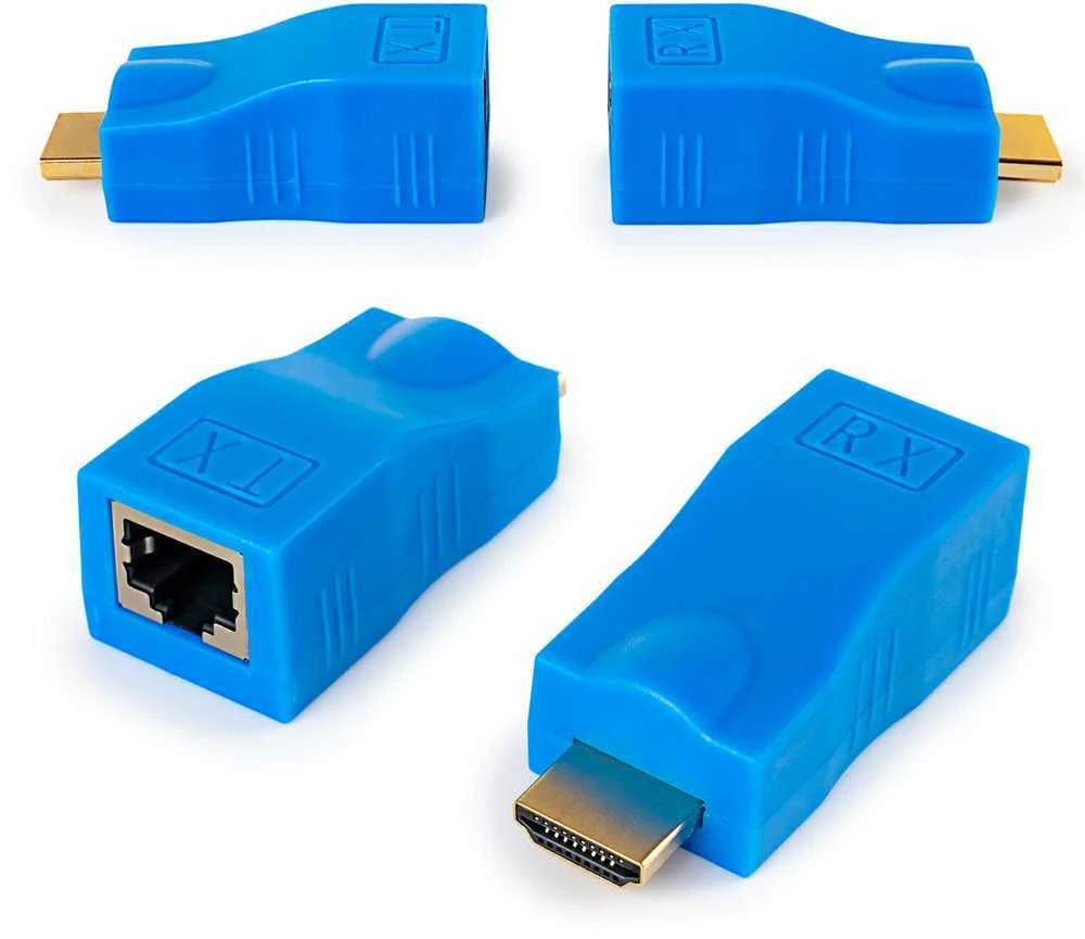 Spacetronik SPH-HLC6 ryškiai mėlyni HDMI į LAN adapteriai