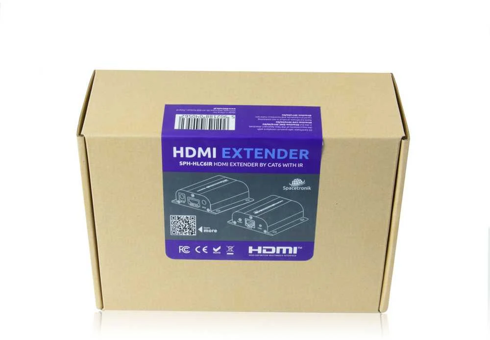 Spacetronik SPH-HLC6IR pakuotė su HDMI ilgintuvo diagrama