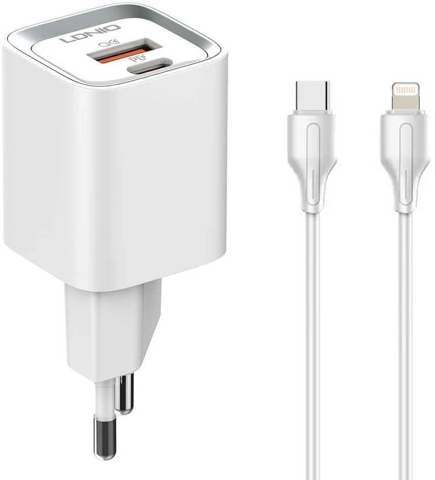 Ldnio 30 W PD QC3.0 USB įkroviklis, USB-C, „Lightning“ laidas