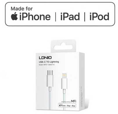 Ldnio USB-C įkrovimo laidas, originalus sertifikatas, skirtas „Apple“