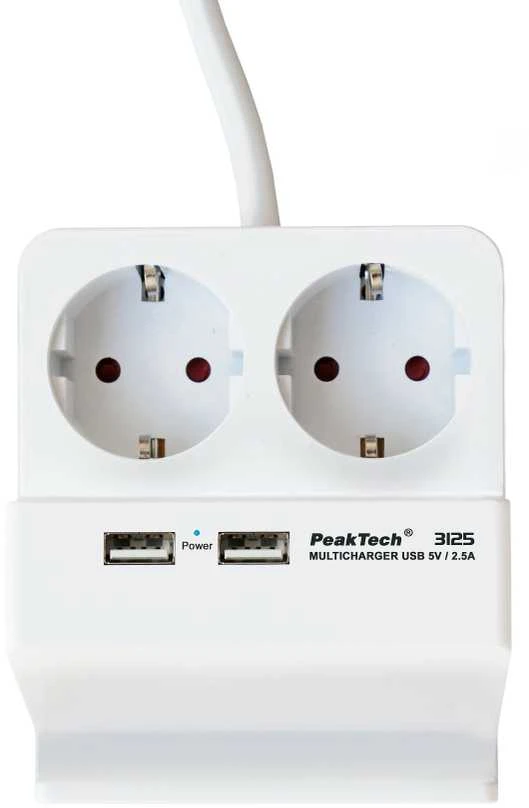 Maitinimo juostelėje yra Peaktech 3125 USB lizdas