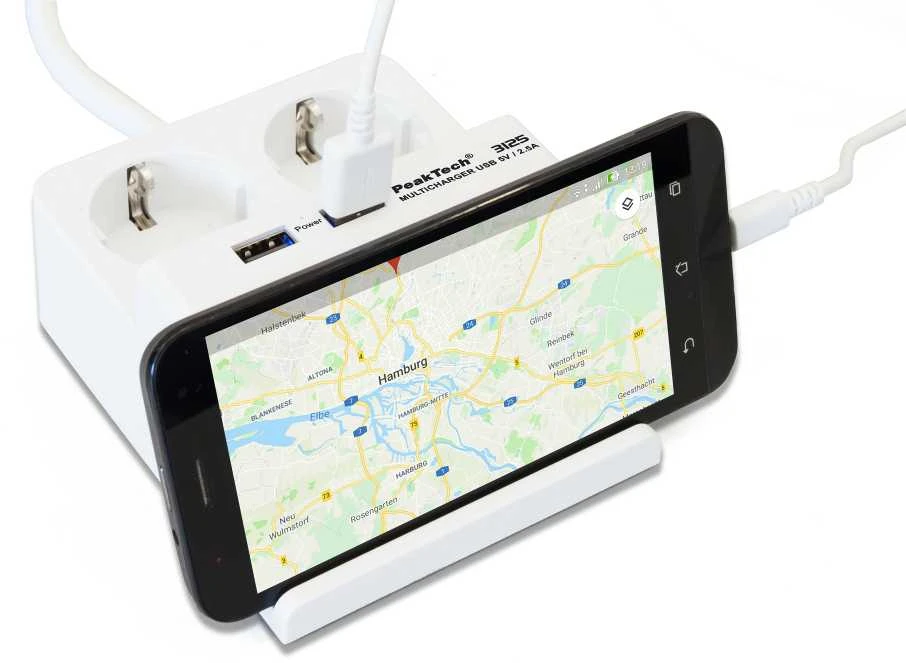 Maitinimo juostelėje yra Peaktech 3125 USB lizdas