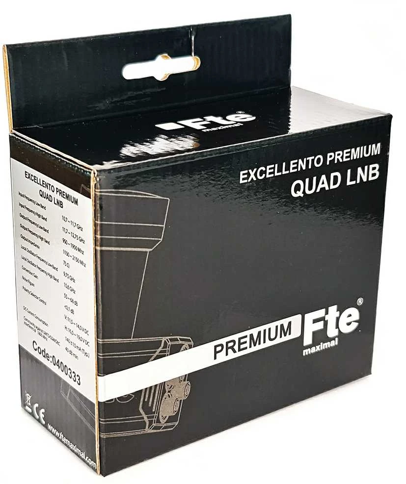 FTE Quad LNB konverteris pakuotėje