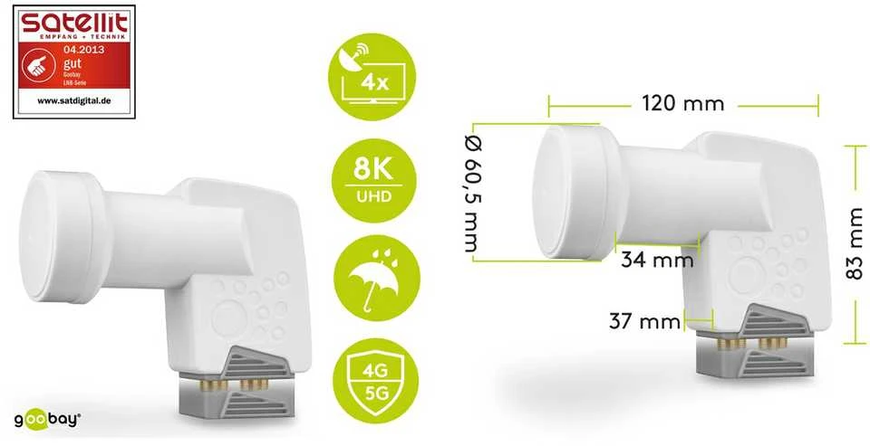 Goobay Quad Universalus LNB 0.1dB palydovinis konverteris