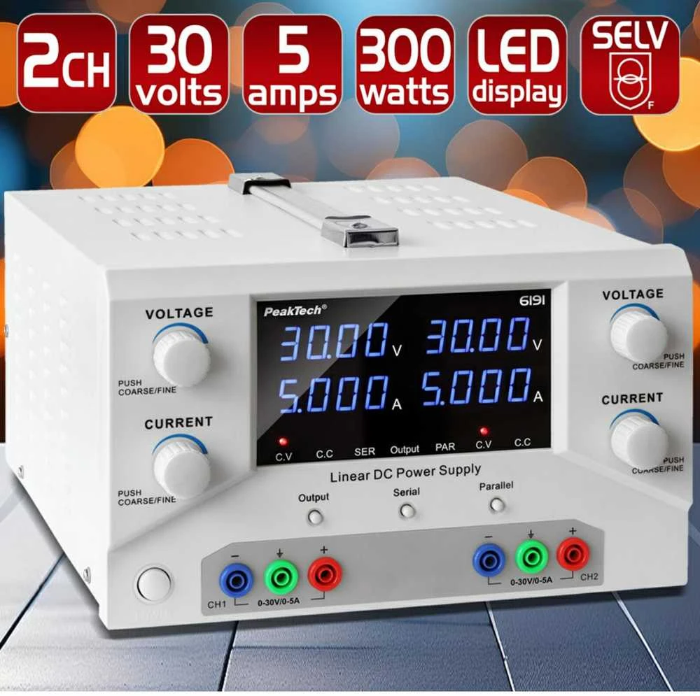 Laboratorinis maitinimo šaltinis 2x30V 5A PeakTech 6191