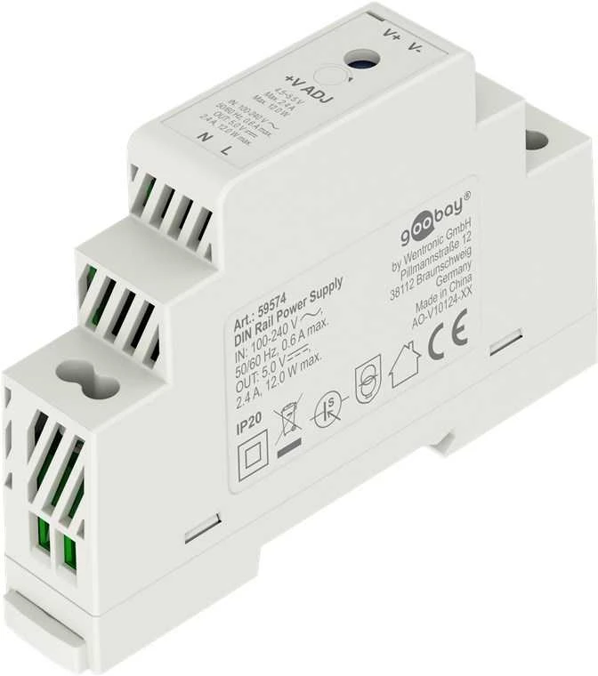 Maitinimo šaltinis na szynę DIN Goobay 5V 2.4A 12W IP20