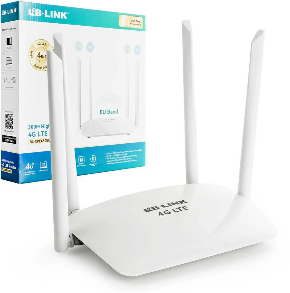 Maršrutizatorius 4G LTE Wi-Fi N300 LB-Link BL-CPE450EU SIM
