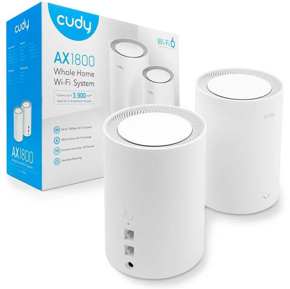 Maršrutizatorius NAMŲ SISTEMA WI-FI CUDY-M1800/2 Wi-Fi 6, 2.4 GHz, 5 GHz, 574 Mbps + 1201 Mbps