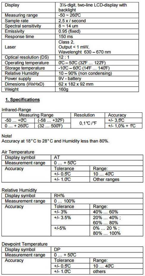PeakTech 5400 temperatūros, drėgmės ir rasos taško matuoklis