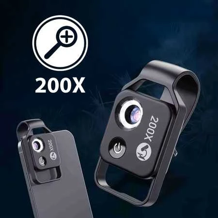 Žiūronai Apexel Skaitmeninis mikroskopo objektyvas telefonui 200x LED