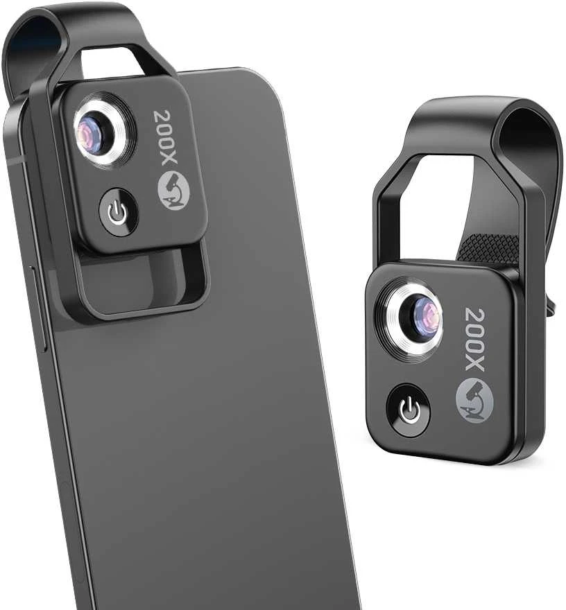 Žiūronai Apexel Skaitmeninis mikroskopo objektyvas telefonui 200x LED