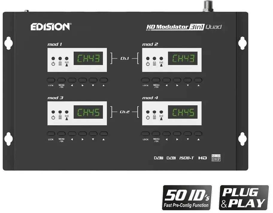 Moduliatorius 4x HDMI į 2x DVB-T/C EDISION QUAD+
