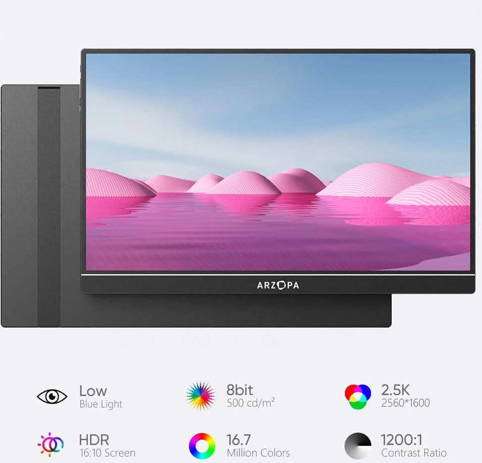 Nešiojamas monitorius Arzopa Z1RC, 16" 2.5K IPS, 100% sRGB, USB-C