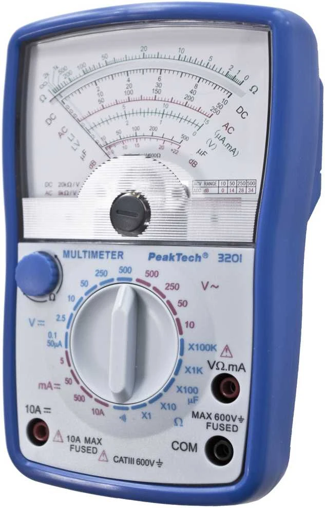 „PeakTech 3201“ analoginis multimetras 500 V 10 A AC / DC