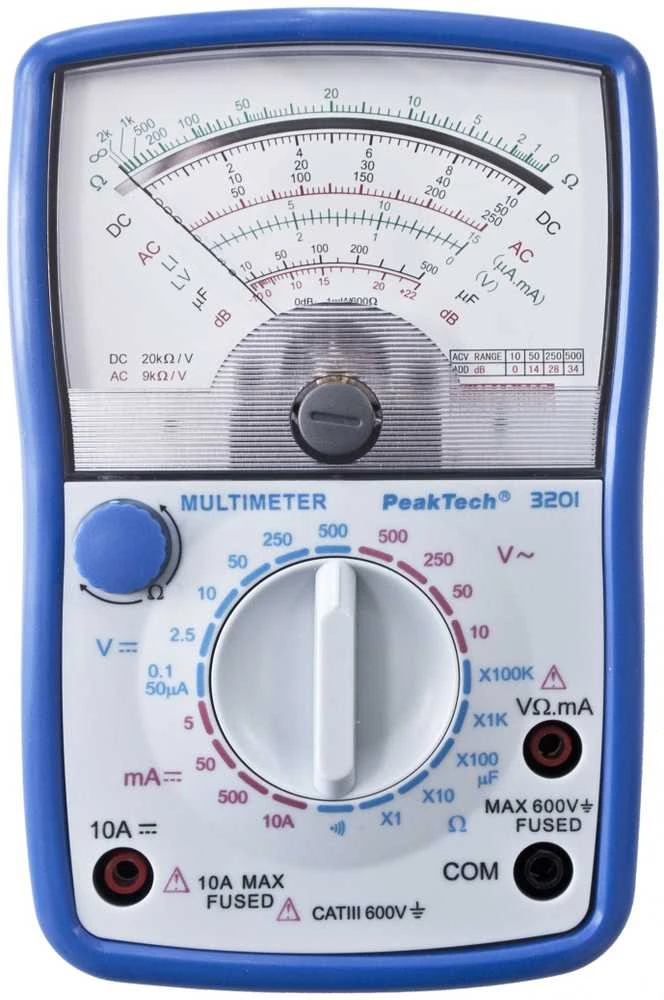 „PeakTech 3201“ analoginis multimetras 500 V 10 A AC / DC