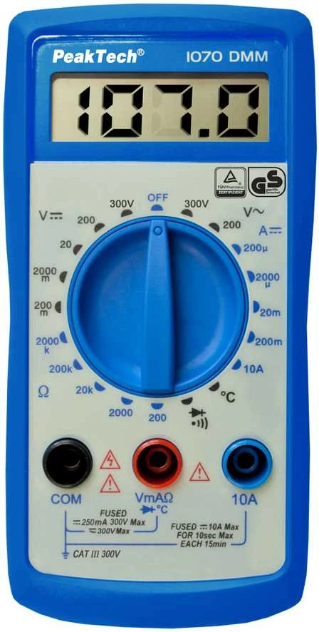 10A AC DC PeakTech 1070 skaitmeninis multimetras
