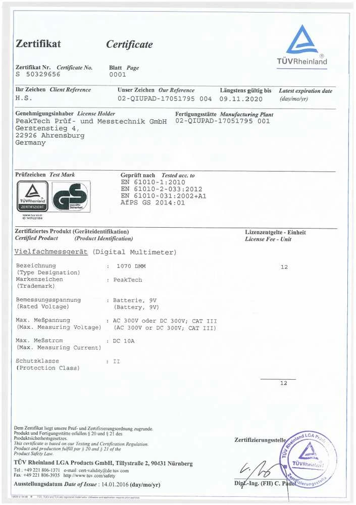 10A AC DC PeakTech 1070 skaitmeninis multimetras