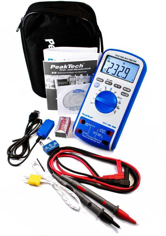 „PeakTech 3415“ skaitmeninis multimetras su USB ir „TrueRMS“