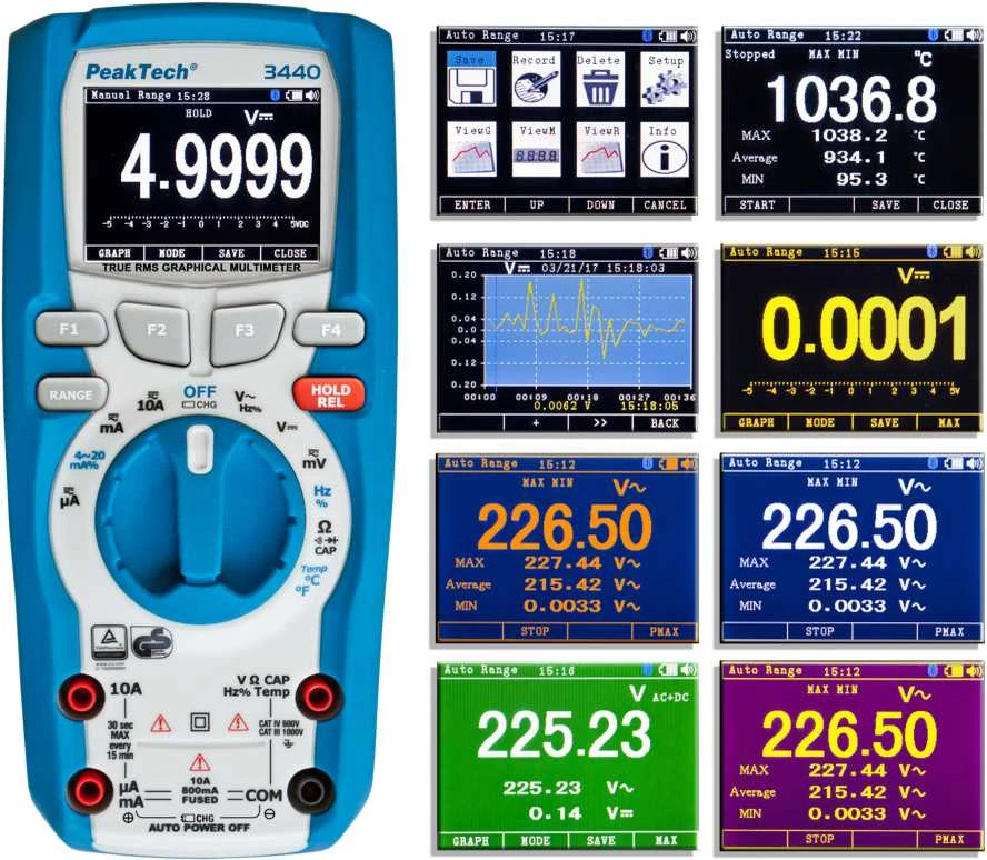 Grafinis multimetras su spalvotu LCD PeakTech 3440