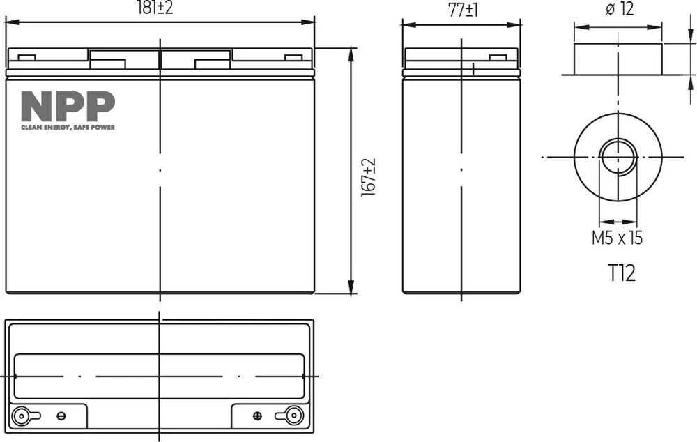 Npp Power Akumuliatorius LFP LiFePO4 12.8V 24Ah T12