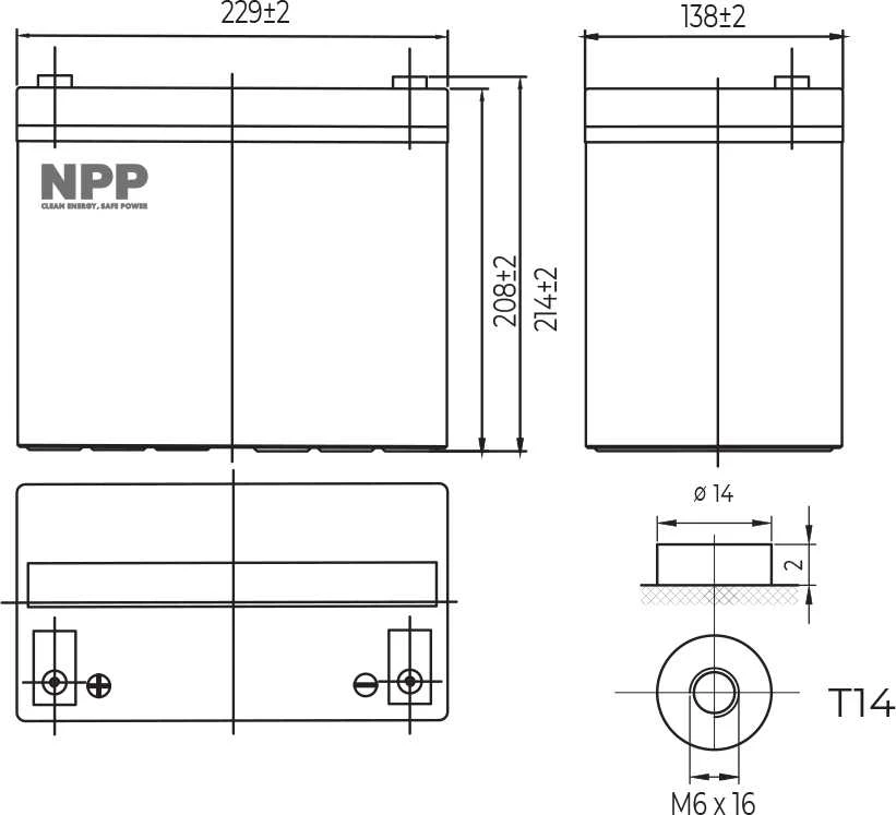 Npp Power Akumuliatorius LFP LiFePO4 12.8V 70Ah T14