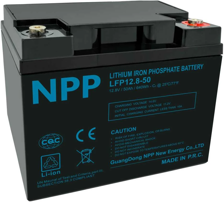 Npp Power 12.8V 50Ah akumuliatorius su technine informacija