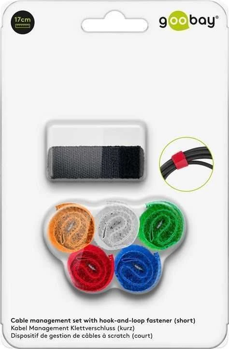 Goobay Cable management set with hook-and-loop fastener (17cm) 70350 mėlynas, žalias, oranžinis, red, juodas, baltas