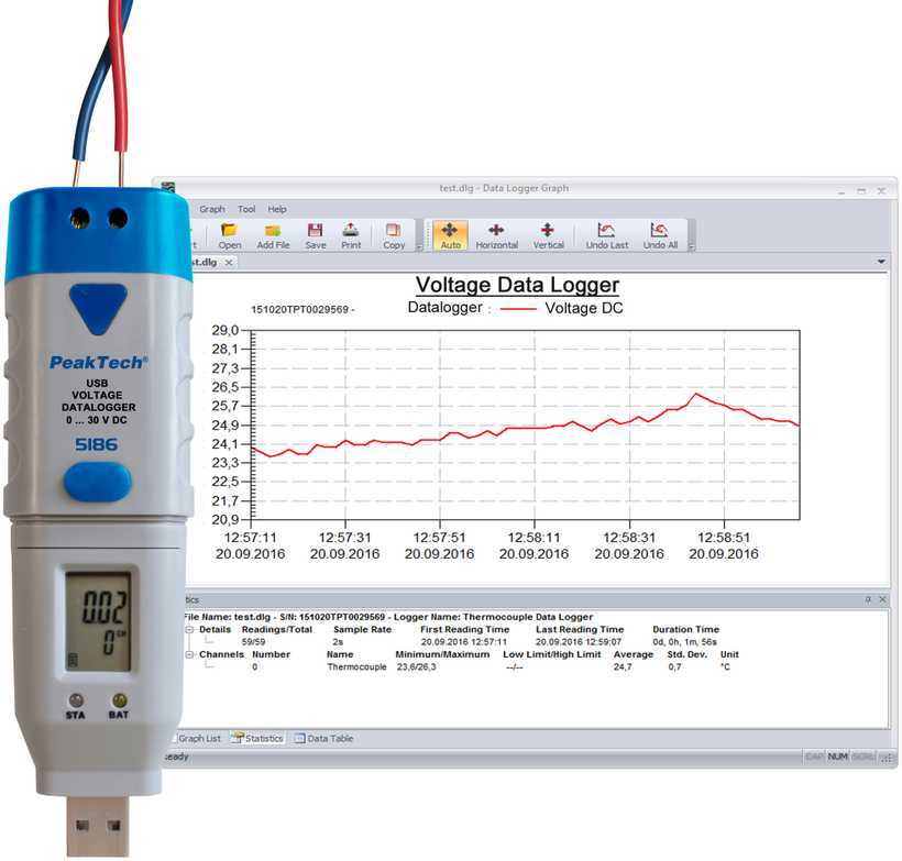 PeakTech 5186 USB nuolatinės srovės įtampos matuoklis